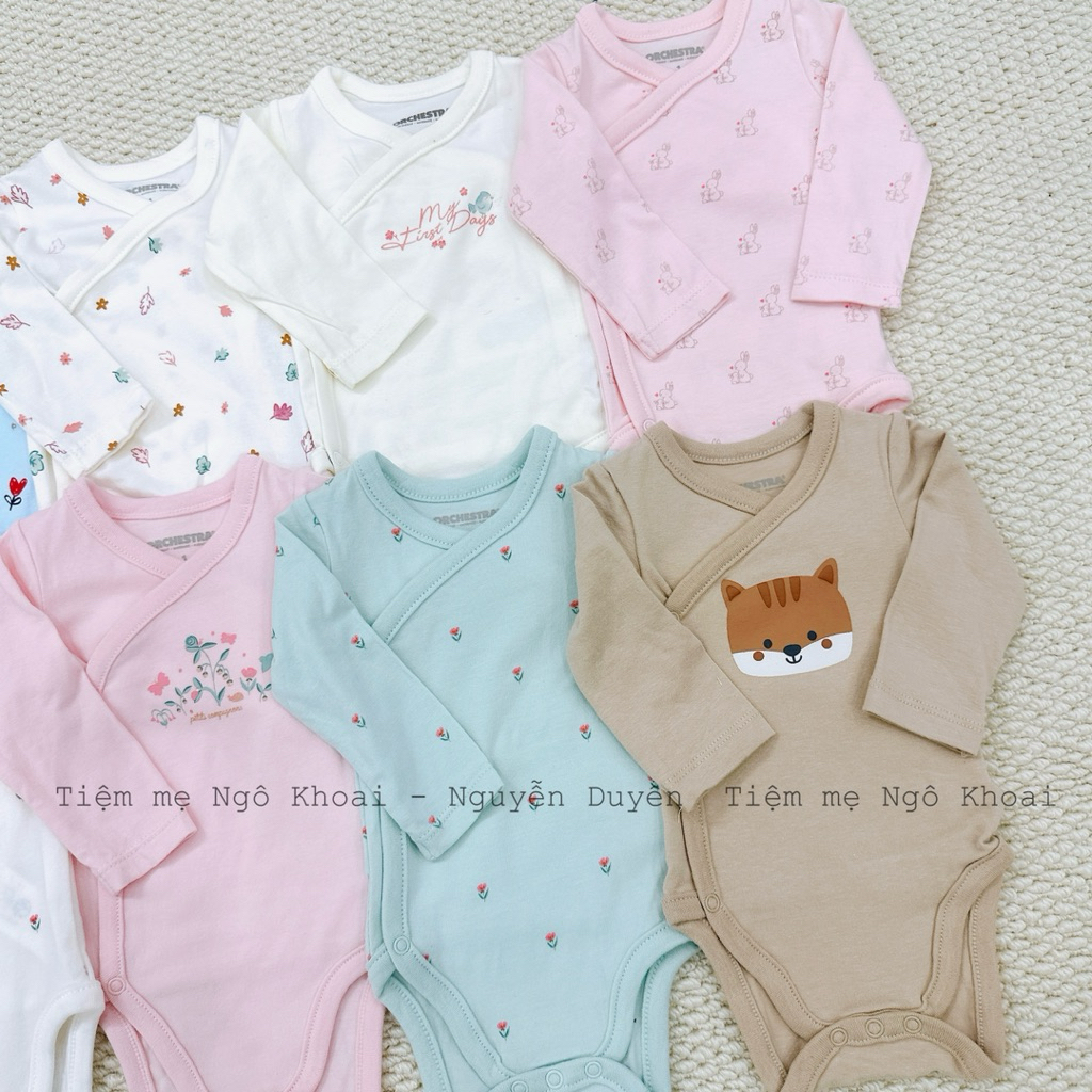 [MD78] Size 3/6m ORCHESTRA Body suit cài chéo kimono chất liệu cotton organic cho bé yêu