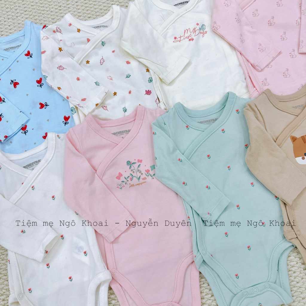 [MD78] Size 3/6m ORCHESTRA Body suit cài chéo kimono chất liệu cotton organic cho bé yêu