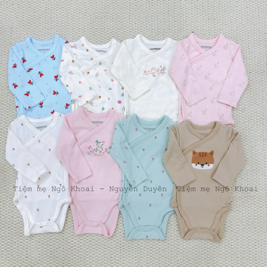 [MD78] Size 3/6m ORCHESTRA Body suit cài chéo kimono chất liệu cotton organic cho bé yêu