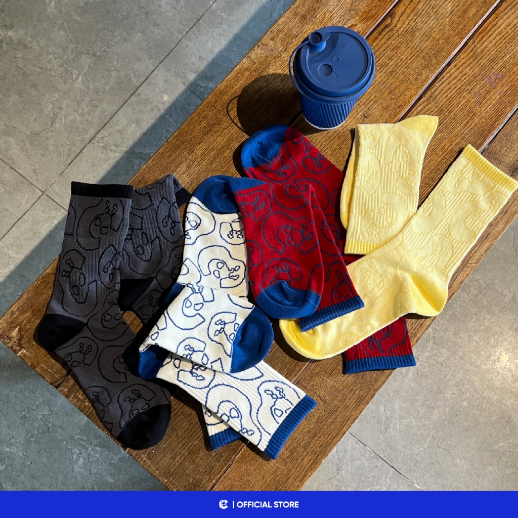 Tất vớ nam nữ cổ cao hoạ tiết monogram co giãn Local Brand Chính Hãng City Cycle Tất cổ cao Comic