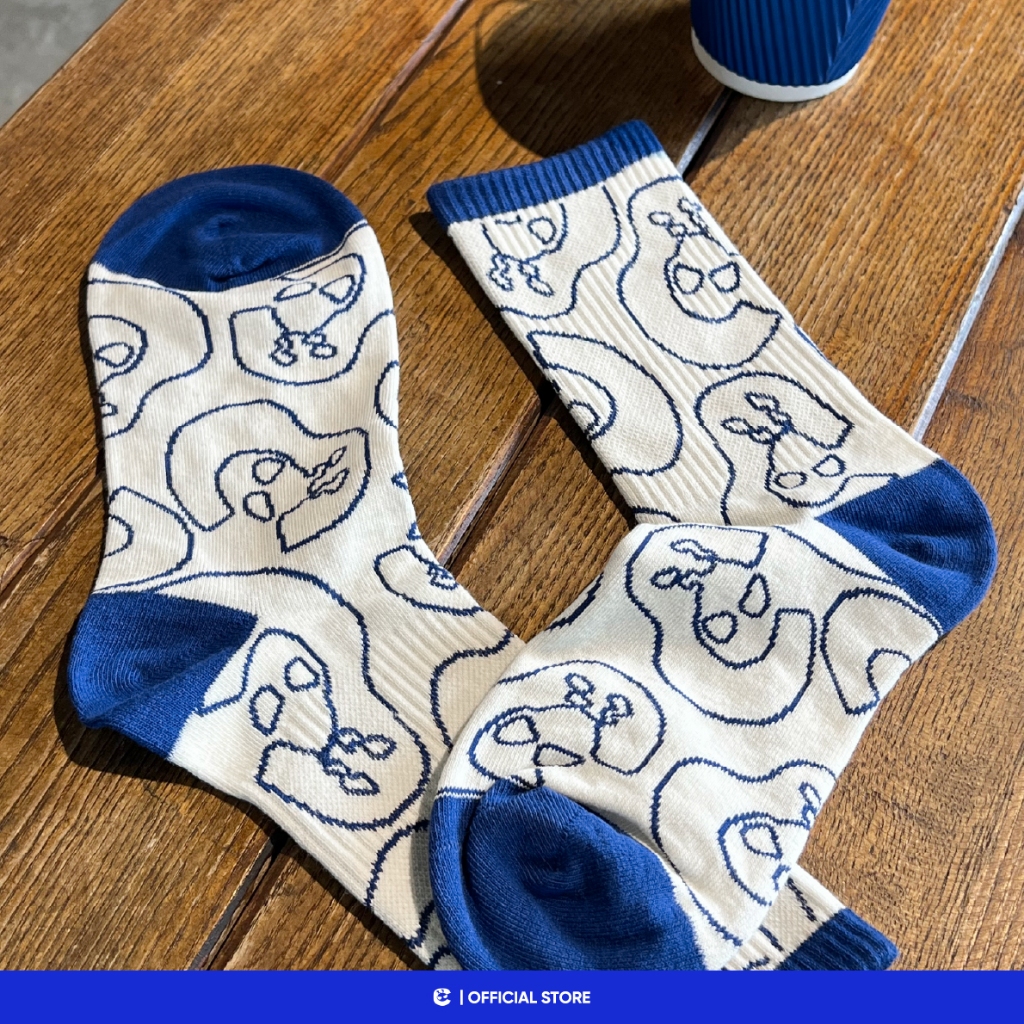 Tất vớ nam nữ cổ cao hoạ tiết monogram co giãn Local Brand Chính Hãng City Cycle Tất cổ cao Comic