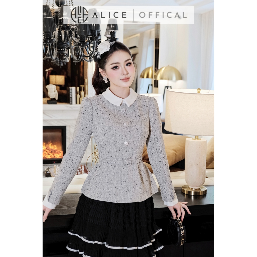 Set Váy Tết Alice Cao Cấp, Áo Dạ Tiêu Ép Mùng Phối Chân Váy Maxi Tơ Tầng Tiểu Thư Sang Chảnh S1060