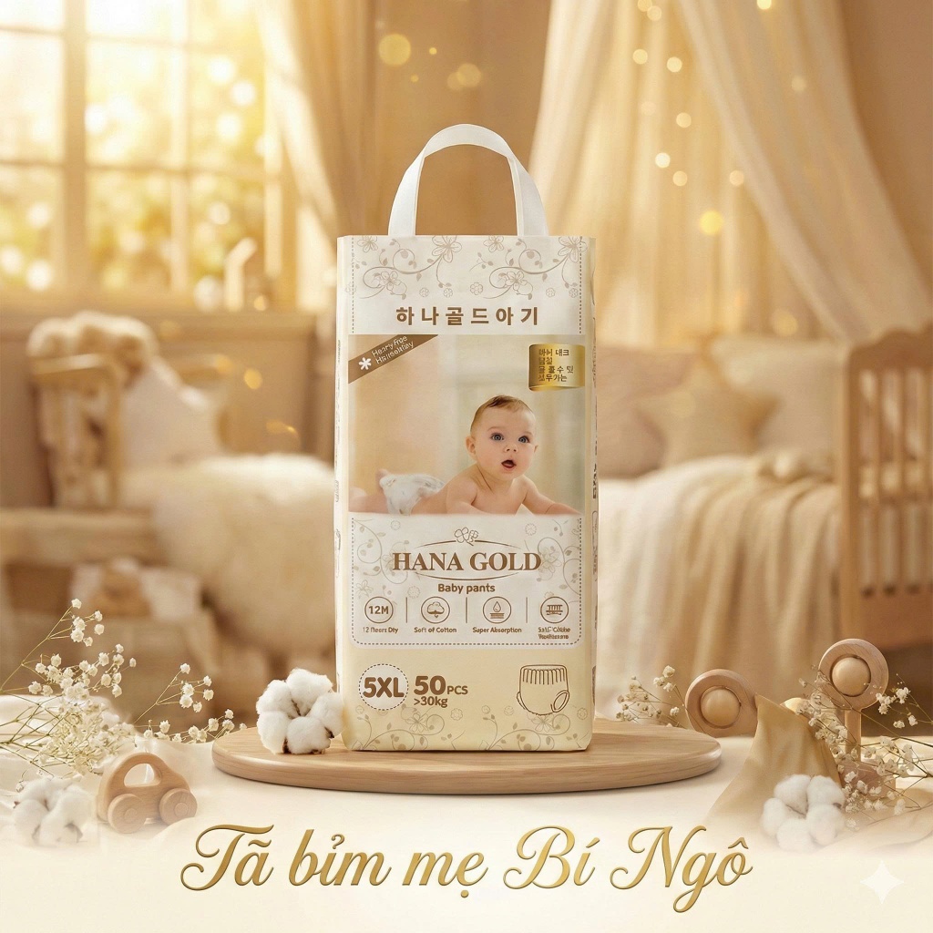 Bỉm hana gold bỉm quần cao cấp cho bé, fom ôm thấm hút 1000ml công nghệ ...