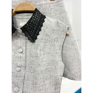Set đồ nữ áo vest sát nách cổ phối ren + chân váy ngắn, sang chảnh thanh lịch HB.Studio S91