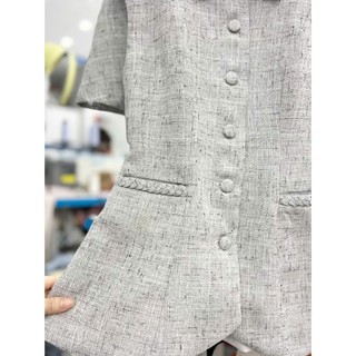 Set đồ nữ áo vest sát nách cổ phối ren + chân váy ngắn, sang chảnh thanh lịch HB.Studio S91