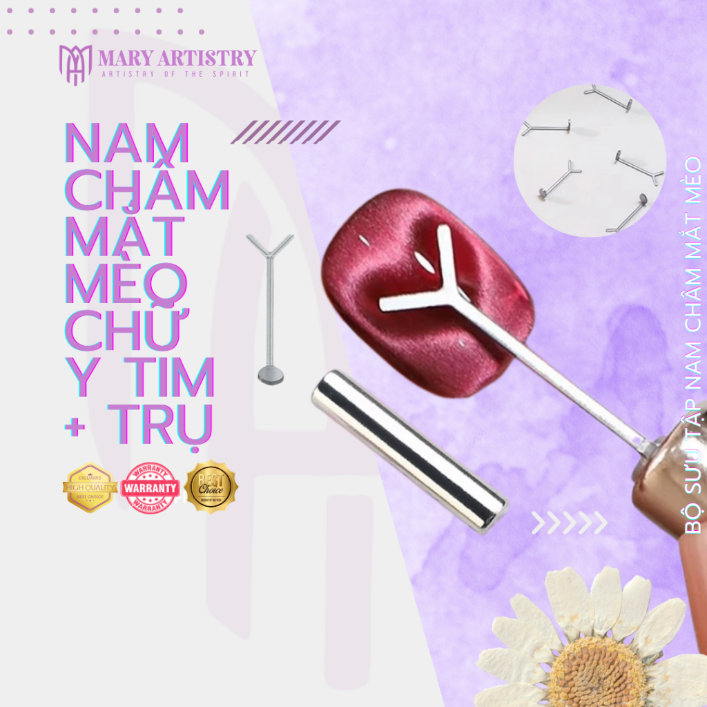Thanh Kim Loại Chữ Y Tạo Hình Trái Tim, Tai Thỏ Cho Nam Châm Mắt Mèo - Loại Nhỏ, Có Bán Kèm Trụ Tròn