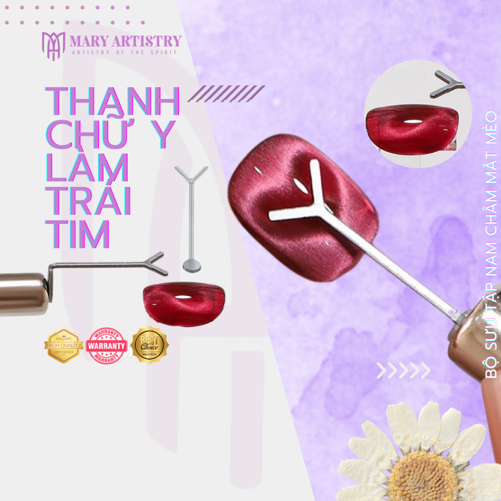 Thanh Kim Loại Chữ Y Tạo Hình Trái Tim, Tai Thỏ Cho Nam Châm Mắt Mèo - Loại Nhỏ, Có Bán Kèm Trụ Tròn