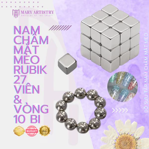 Nam Châm Đẩy Sơn Gel Mắt Mèo Rubik 27 Viên - Vòng Bi Tròn 10 Viên - Tạo Gợn Sóng Nước, Hiệu Ứng Vân
