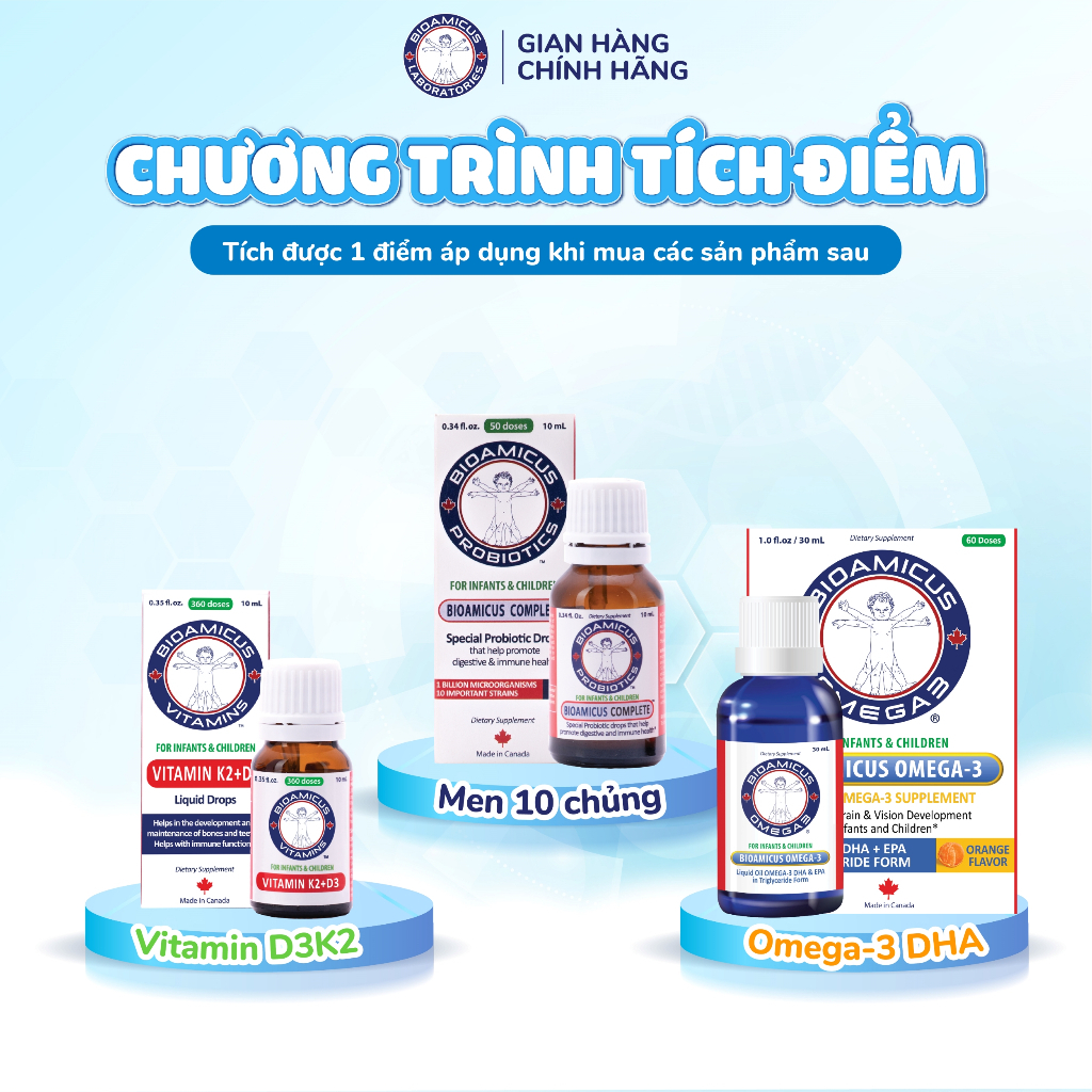 Bioamicus Omega 3 Bổ Sung DHA Giúp Bé Thông Minh,Mắt Sáng Khỏe, Hương Cam Thơm Tự Nhiên chai 30ml