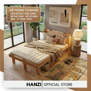 GIƯỜNG PALLET CHÂN VUÔNG 30CM Gỗ Thông – Thiết Kế Cao Ráo – Giường Ngủ Phong Cách Nhật Hàn Hiện Đại