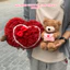Gấu bông hình Trái tim đỏ kèm Teddy ôm thư cao cấp, Thú bông 2in1 làm quà tặng ý nghĩa