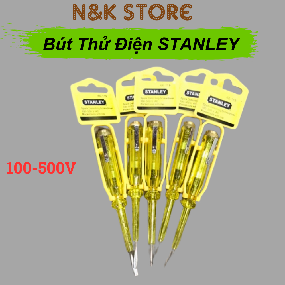 Bút thử điện Stanley chất lượng cao, bút đo điện kiểm tra dòng điện 100-500V an toàn, chính xác