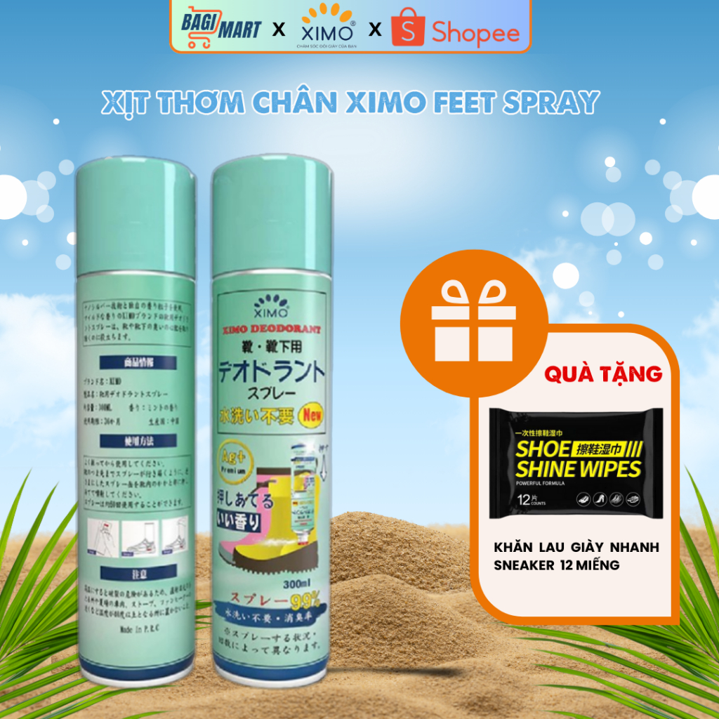 Chai xịt khử mùi giày, Xịt thơm giày thơm chân, Công nghệ Bạc ion kháng khuẩn XIMO 300ml