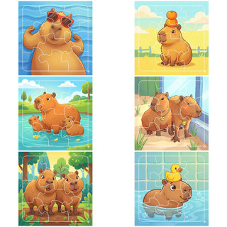 Combo SỈ 6 tranh ghép nhỏ 17cm Capybara TooYoo TG0045