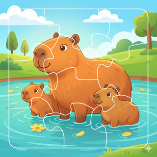 Combo SỈ 6 tranh ghép nhỏ 17cm Capybara TooYoo TG0045
