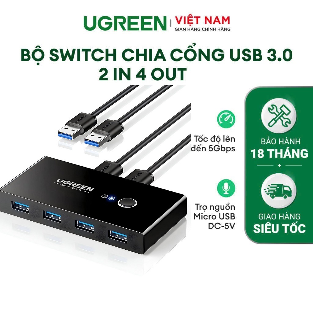 Bộ chia sẻ máy in USB 3.0 từ 4 thiết bị vào 2 máy tính chính hãng ...