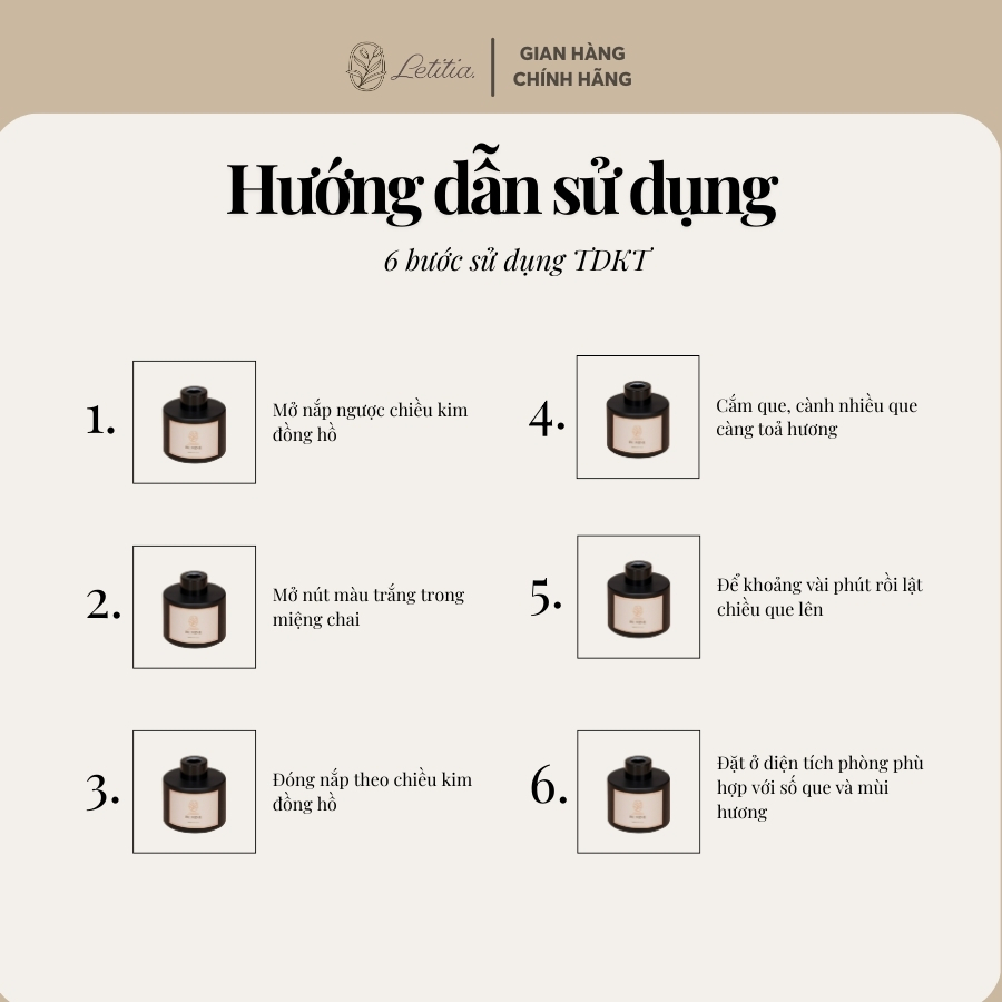 Tinh Dầu Khuếch Tán Cao Cấp Cắm Que Thơm Phòng Letitia Hương Luxe Rouge Size 100ml