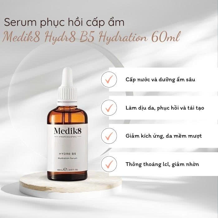 Tinh Chất Serum Cấp Ẩm Phục Hồi Da Medik8 Hydra8 B5 Serum 60ml Cấp Nước Sâu, Làm Mềm Da
