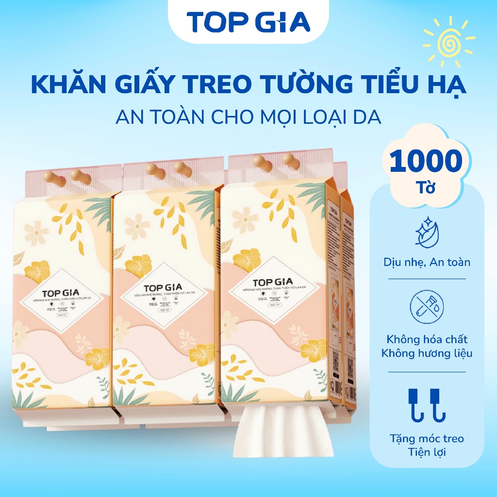Khăn Giấy Rút Treo Tường Top Gia Tiểu Hạ, Bịch 1000 Tờ 4 Lớp, Không Gây Kích Ứng Da An Toàn Cho Sức Khỏe
