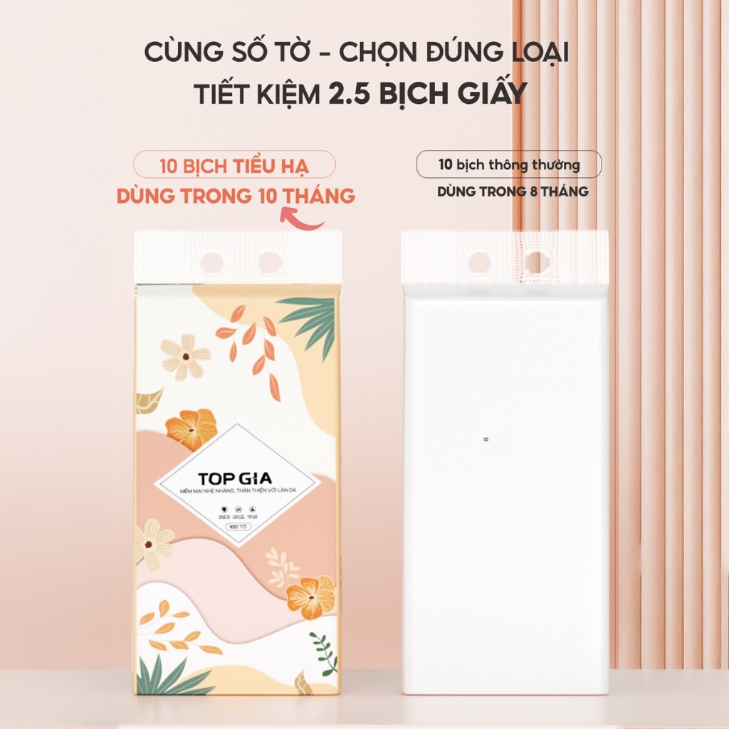 Khăn Giấy Rút Treo Tường Top Gia Tiểu Hạ, Bịch 1000 Tờ 4 Lớp, Không Gây Kích Ứng Da An Toàn Cho Sức Khỏe