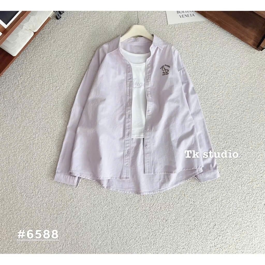 [𝑯𝒂 𝑨𝒏𝒉]Set Áo Sơ Mi Cún Ngực QCL1