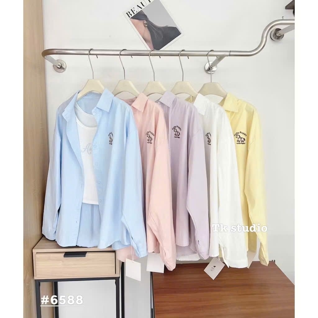 [𝑯𝒂 𝑨𝒏𝒉]Set Áo Sơ Mi Cún Ngực QCL1