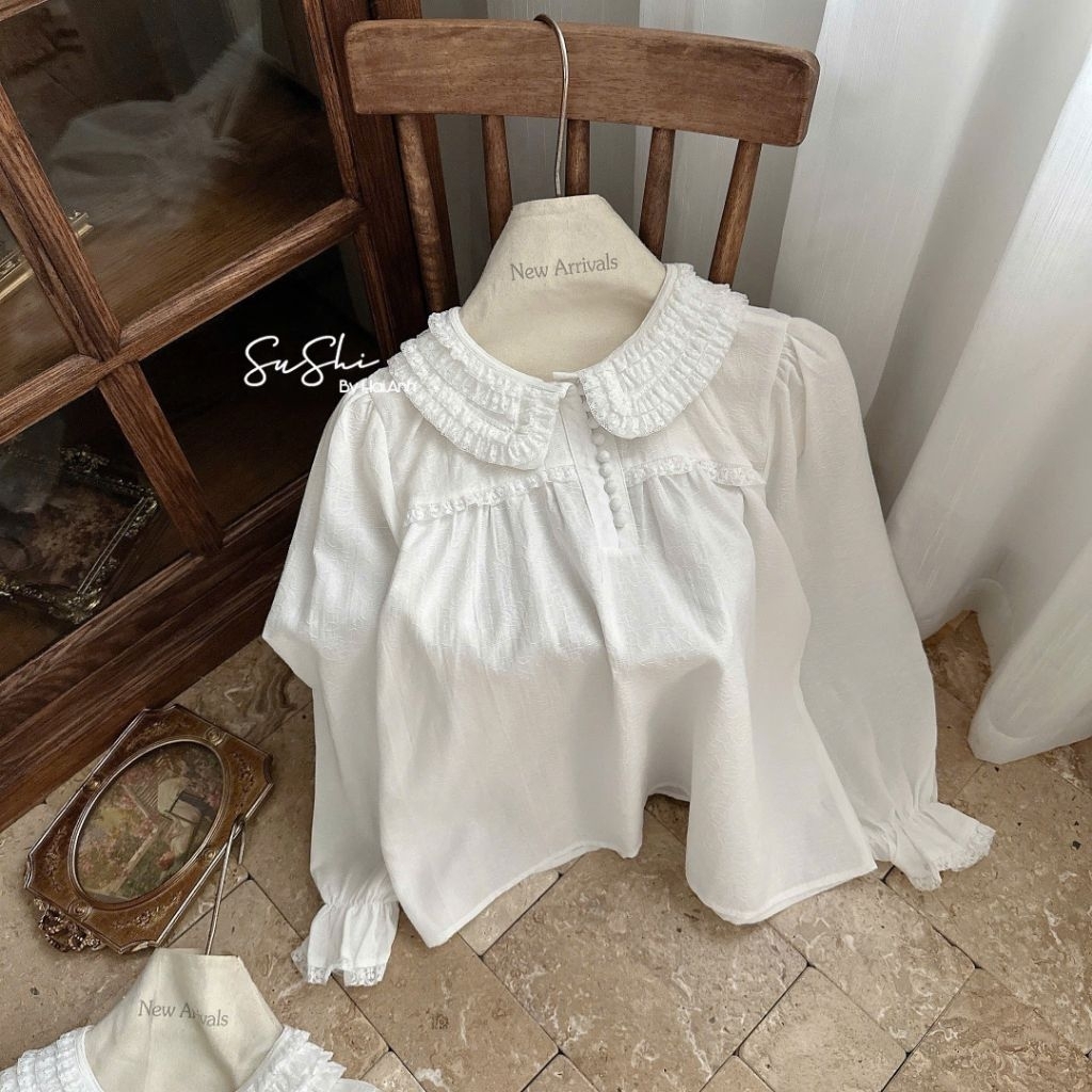 [𝑯𝒂 𝑨𝒏𝒉]Áo Sơ Mi Cổ Ren Tiểu Thư QCL1