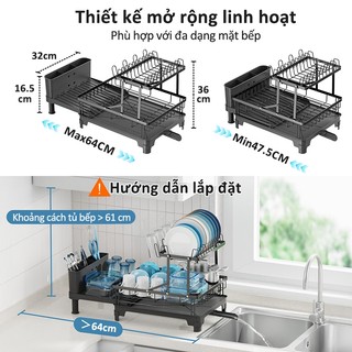 Gslife Kệ để bát đĩa Kệ đa năng ống thoát nước Kệ Thép cacbon Sơn Tĩnh điện