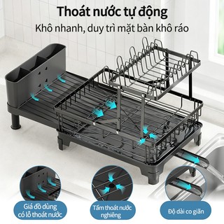Gslife Kệ để bát đĩa Kệ đa năng ống thoát nước Kệ Thép cacbon Sơn Tĩnh điện