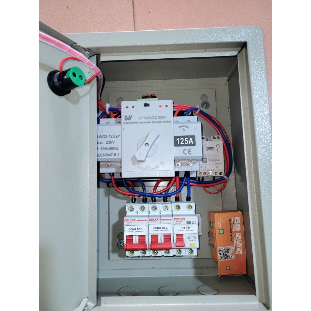 [Ms05] TỦ CHUYỂN NGUỒN CÓ 3 APTOMAT - ATS 125A - cầu dao điện tự động - bộ chuyển nguồn 2 công tơ 125A có đầy đủ Aptomat