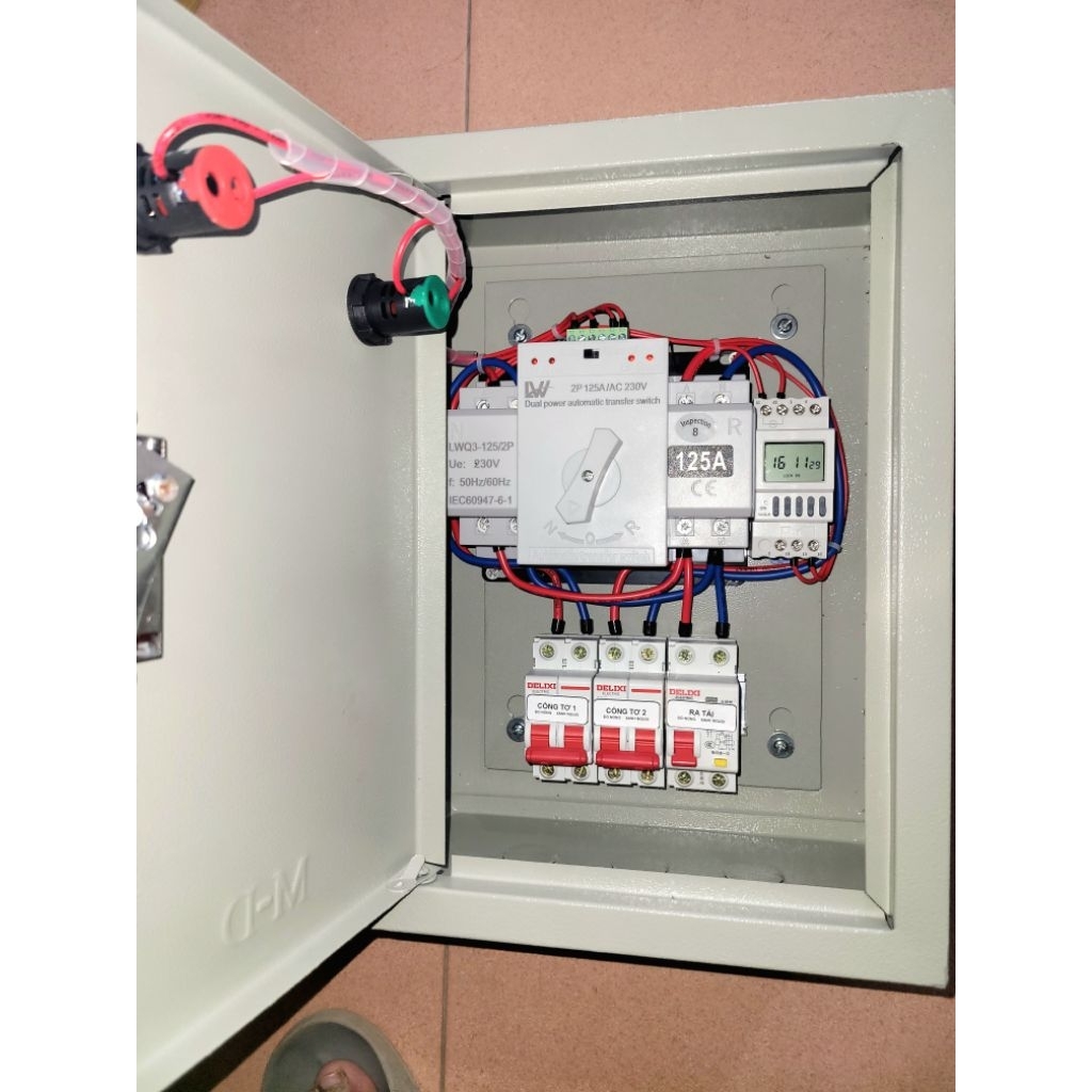 [Ms05] TỦ CHUYỂN NGUỒN CÓ 3 APTOMAT - ATS 125A - cầu dao điện tự động - bộ chuyển nguồn 2 công tơ 125A có đầy đủ Aptomat