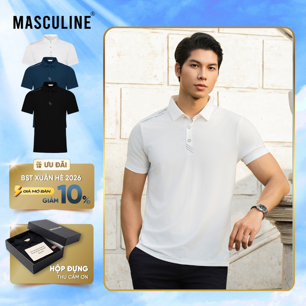 Áo polo nam cao cấp MASCULINE MPL57 Dáng Slim fit, Giữ form tốt co giãn mềm mịn sang trọng