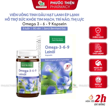 Viên uống dầu hạt lanh dầu cá omega 3 bổ sung Omega 369 Sanct Bernhard Lọ 90 viên