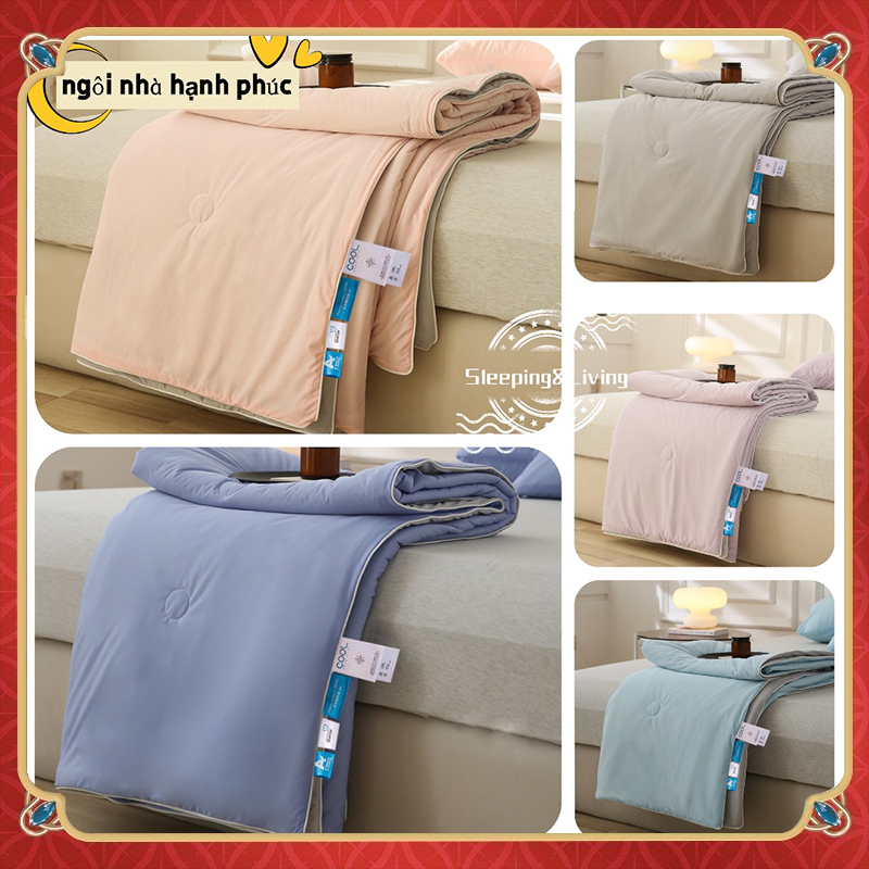 【AeonMall cùng kiểu dáng】Chăn làm mát mùa hè Cool Ice Silk Chăn mùa hè cao cấp Màu kem Chăn điều hòa không khí Chăn mỏng