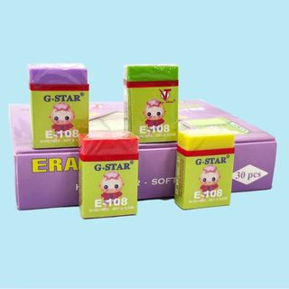 LEAFBOOK Gôm Tẩy/Xóa Bút Chì G-STAR E-108 Chính Hãng – Tẩy Sạch, Không Bẩn Giấy, Mềm Mịn
