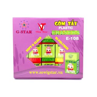 LEAFBOOK Gôm Tẩy/Xóa Bút Chì G-STAR E-108 Chính Hãng – Tẩy Sạch, Không Bẩn Giấy, Mềm Mịn