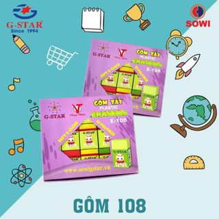 LEAFBOOK Gôm Tẩy/Xóa Bút Chì G-STAR E-108 Chính Hãng – Tẩy Sạch, Không Bẩn Giấy, Mềm Mịn