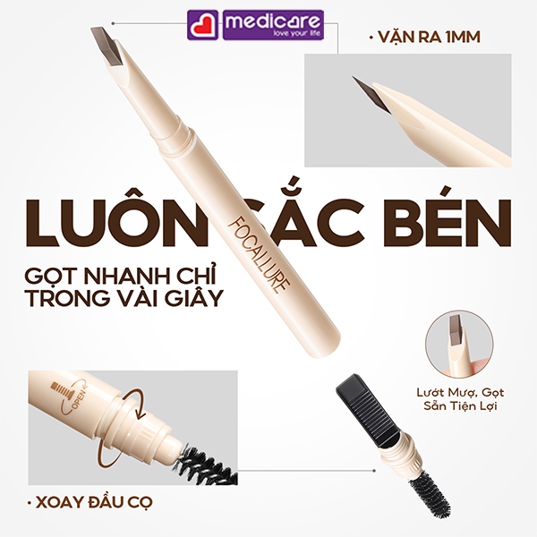 Bút kẻ mày FOCALLURE EverSharp Blade Eyebrow Pencil 0.2g