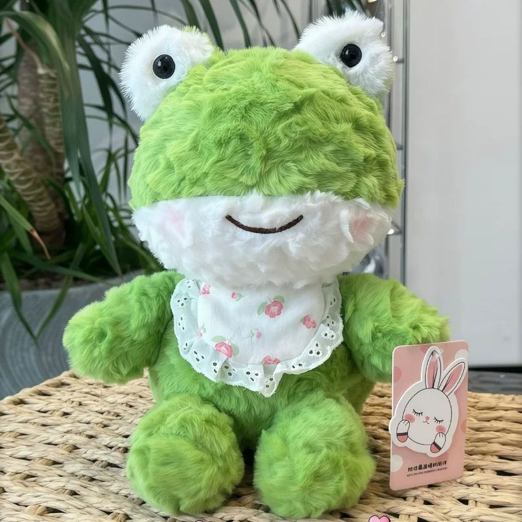 Gấu Bông Các Con Vật Mini Lông Xù Đeo Yếm Hoa Dễ Thương, Thú Nhồi Bông Động Vật 25CM Mềm Mại Quà Tặng Cho Bé, Decor