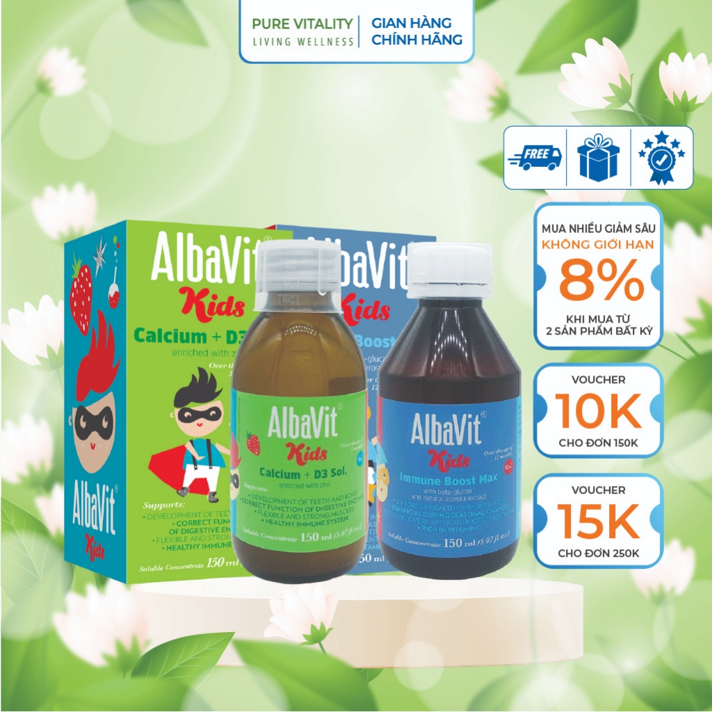 Combo Albavit Kids Immune Boost Max + Albavit Kids Calcium + D3 Sol ...