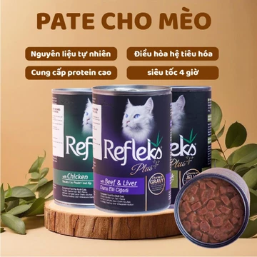 Pate lon cho mèo , Pate mèo Refleks , Thức ăn cho mèo nội địa thổ nhĩ kỳ lon 400gr hỗ trợ tiêu hoá