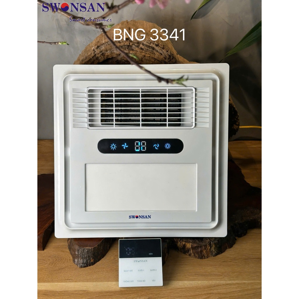 Đèn điều hòa phòng tắm SWONSAN sưởi ấm, làm khô, thông gió, âm trần và chiếu sáng LED