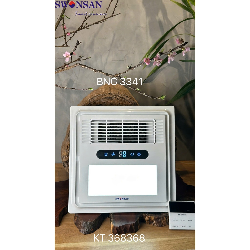 Đèn điều hòa phòng tắm SWONSAN sưởi ấm, làm khô, thông gió, âm trần và chiếu sáng LED