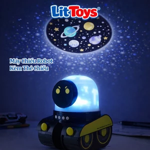 Đồ Chơi Robot đèn chiếu 3in1 ToysLit kết nối blutooth Tặng Kèm 5 Thẻ tròn 5 phim cuộn Kèm Loa