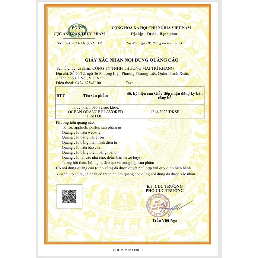 H11_[Date 7/2027] Thực phẩm bảo vệ sức khỏe: OCEAN ORANGE FLAVORED FISH OIL