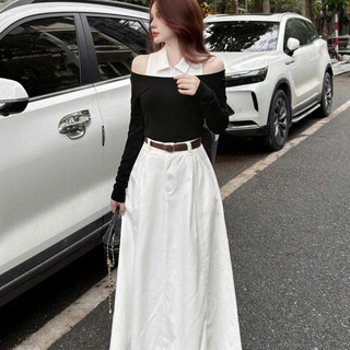 Áo Thun Cổ Bẻ MIx Thiết Kế Trễ Vai Kiểu Cách Mới Dáng HotTrend