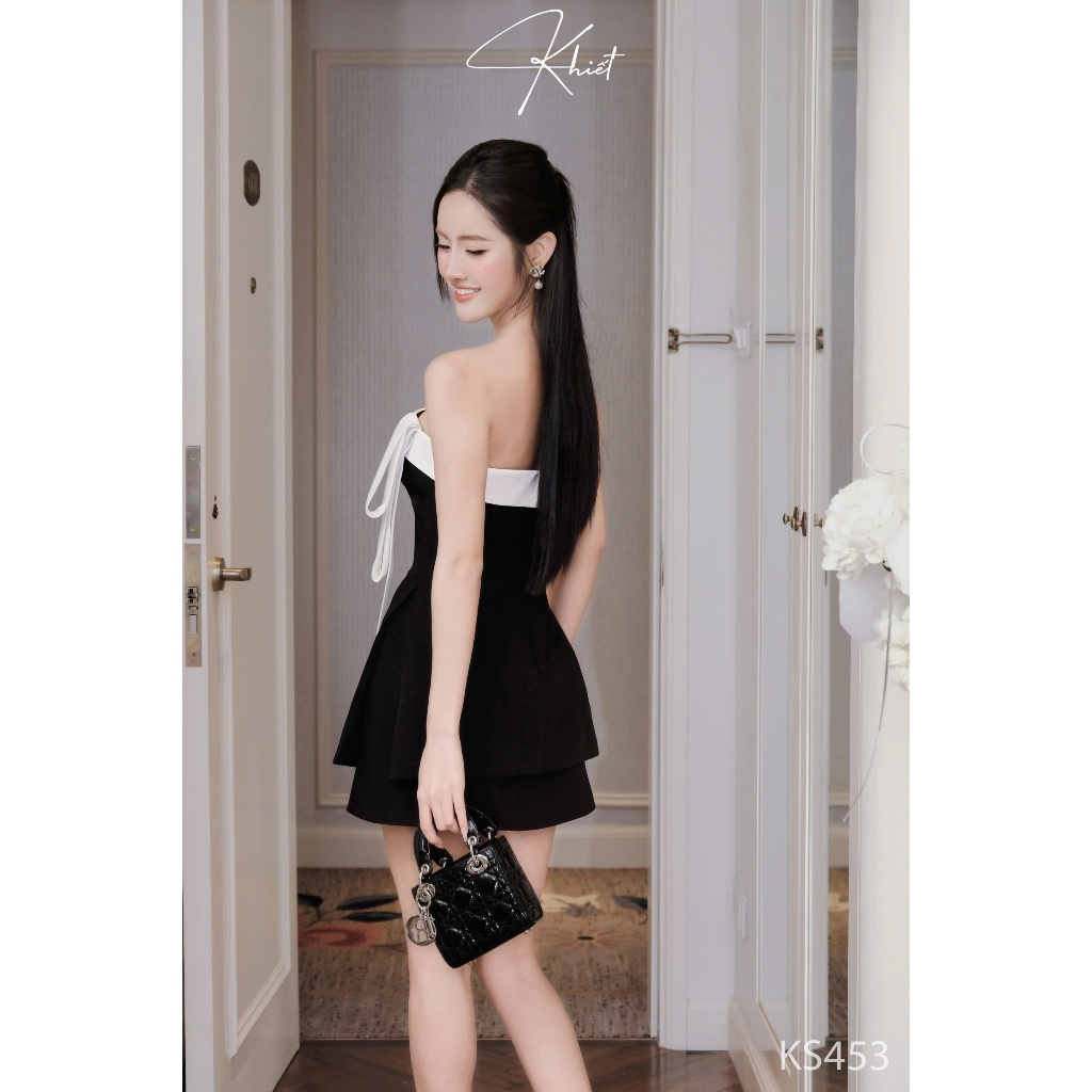 Set áo quây viền trắng phối chân váy chữ A phong cách hiện đại sang chảnh KS453