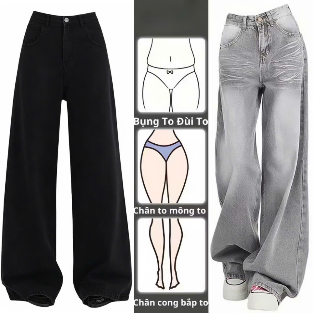 Quần Jean Nữ Ống Suông Rộng Wash RETRO Chất Vải Dày Dặn Màu Đen Trầm GRIND SMOKE V.1 Ulzzang Hàn Quốc 2023 | BigBuy360 - bigbuy360.vn