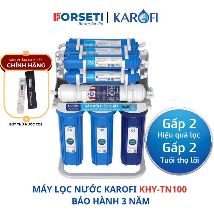 Máy lọc nước RO Karofi KHY-TN100 - Máy lọc nước để gầm 10 cấp Karofi KHY-TN100 bảo hành 3 năm chính hãng