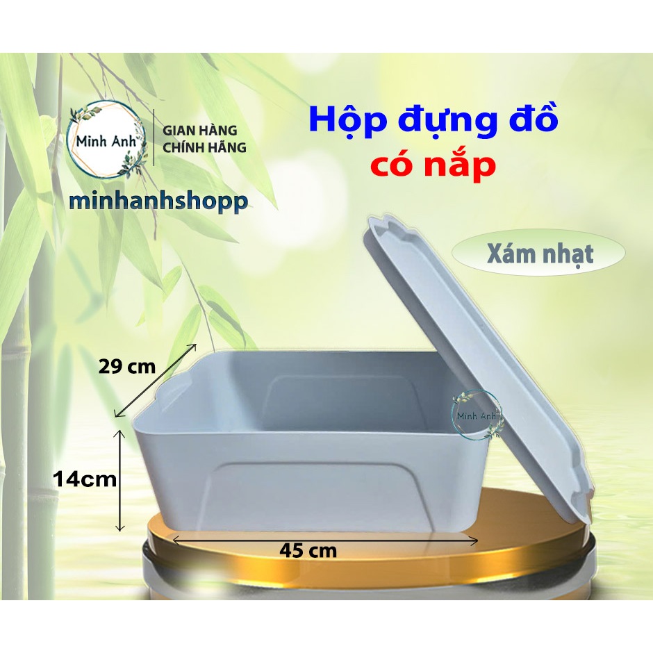 [ Hỏa tốc ] Hộp đựng đồ đa năng có nắp đậy - nhiều màu sắc - KT 45x14x29 cm
